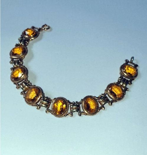 Vintage K&L 14ct Gold & Amber Bracelet