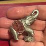 Vintage Pewter and Crystal Miniature Elephant Figurine Image 3
