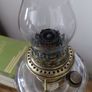 Antique beautiful large French oil lamp brass and Crystal Working Image 4