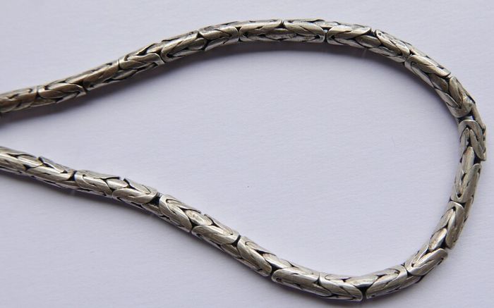 Vintage heavy 925 Sterling Silver 5mm round Byzantine Chain Necklace length 20" - 39g
