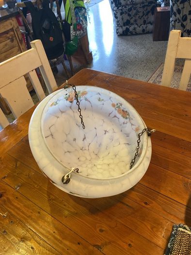 Milky glass antique floral pattern ceiling light shade
