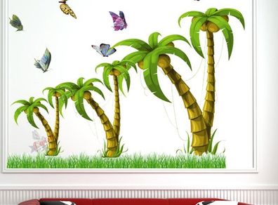 DIY Tropical Coconut Palm Tree Wall Stickers Mural Decals