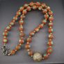 Vintage Venetian Style Orange Floral Glass With pumtek pyu Pendant Necklace Image 5