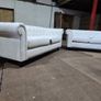 Hampton 3+2 White Chesterfield Fabric Sofa Set Image 6