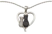 925 Sterling Silver CZ Cats Necklace