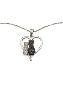 925 Sterling Silver CZ Cats Necklace
