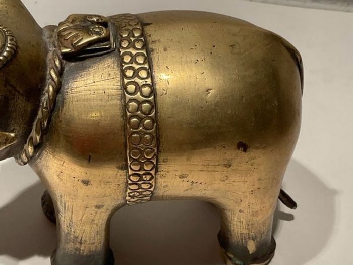 Antique 19th Century Indian Brass Elephant Dhokra Lost Wax Temple Toy