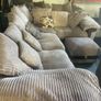 Beige corduroy corner sofa set Image 5