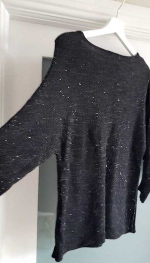 MONSOON Black Silver Metallic Long Sleeve Sz S (Fit 8-10UK)