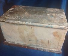 Can post Small antique trunk, carpenters toolbox