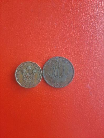 1937 British Threepence and Halfpenny