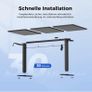 Electric Standing Desk, 2 Memory Buttons, 120x60cm Height Adjustable Desk for smart Pannel, 72-116cm, Sit Stand Desk with 2 Hooks, Home Office Desk, 2 pcs Desktops, Black Image 3