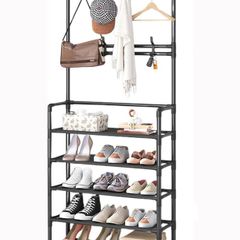 Brand New Coat Rack with Shoe Shelves 8 Removable Hooks 5-Tier