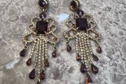 Bronze and Gold Crystal Costume Drop Earrings