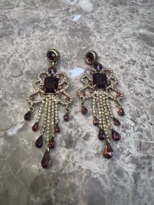 Bronze and Gold Crystal Costume Drop Earrings