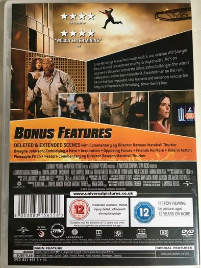 Skyscraper [2018] Dwayne Johnson, Neve Campbell, Chin Han, Roland Moller, Noah Taylor, Byron Mann, Pablo Schreiber, and Hannah Quinlivan [Movie DVD]