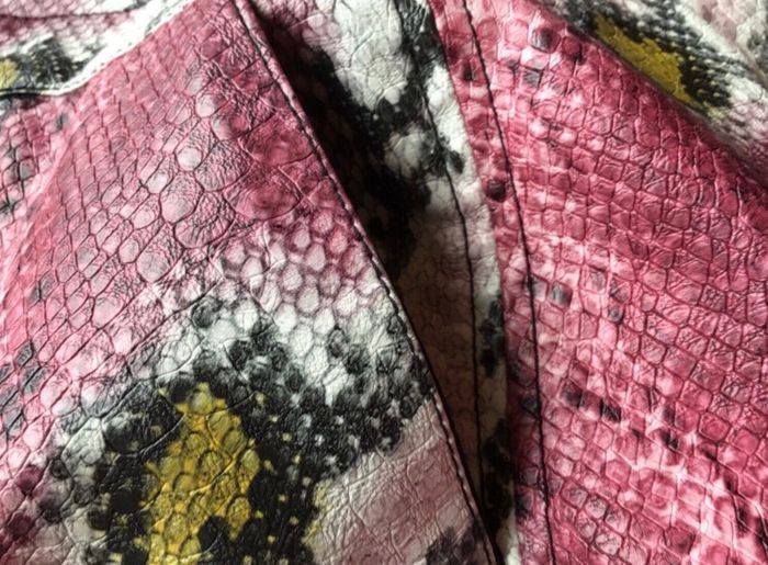 Savida Pink Animal Print Pleather A Line Knee Length Skirt /pockets L Uk  16 Including Post