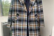 Double Breasted Blue Checked Design Coat