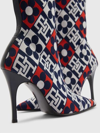 Tommy Hilfiger pointed block-monogram stiletto boots