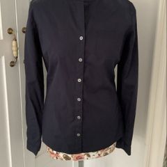 shirt Tommy Hilfiger size us 8 uk 12 navy grandfather collar