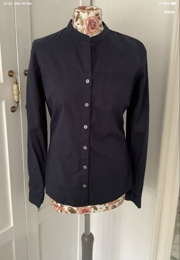 shirt Tommy Hilfiger size us 8 uk 12 navy grandfather collar