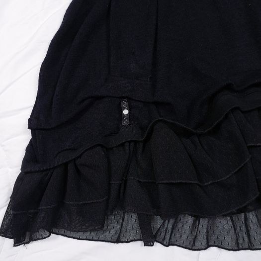 Bai Amour Vintage Black Grey Floral Lace Detail Ruffle Tiered Knit Dress 10-12UK/38-40EU