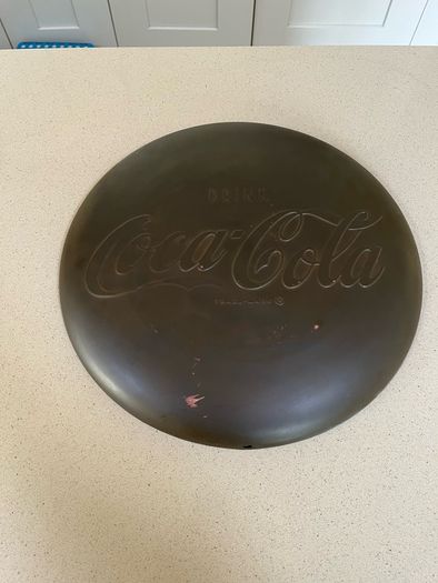 Coca Cola Embossed Brass Sign Rare 50's