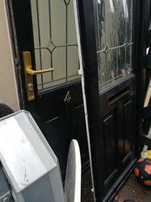 front doors with stained glass