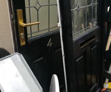 front doors with stained glass