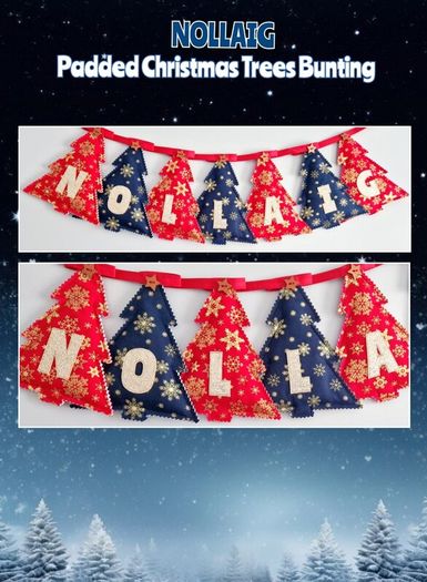 Padded Christmas Trees Bunting "Nollaig "