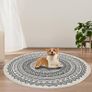 MULTIPLE SIZES AVAILABLE Round Cotton Area Rugs 120cm Hand Woven Tassels Carpet Chic Bohemian Pattern Floor Mats Boho Carpet for Bedroom Living Room Sofa Coffee Table Swing Chair Bed Side, Grey Black Image 3