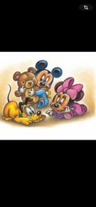 Original Drawing baby Pluto Mickey Minnie