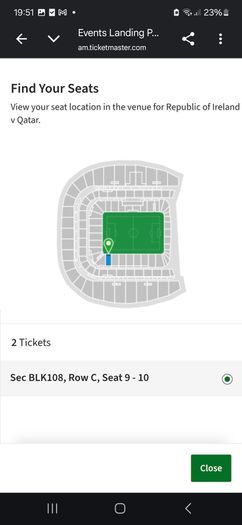 Ireland vs Qatar 28th of May 2 Tickets
