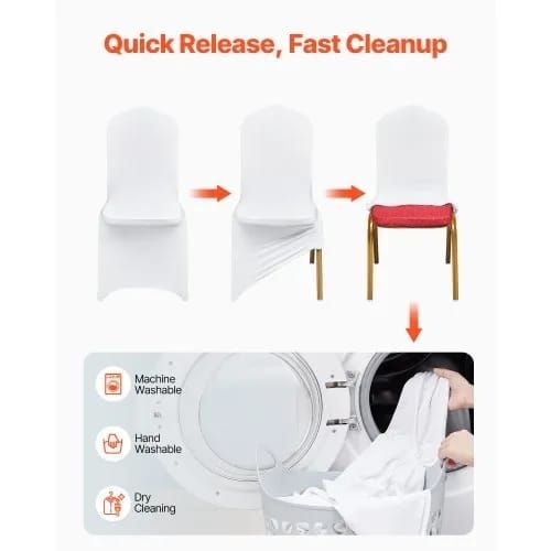 Stretch Spandex Folding Chair Covers, Universal Fitted Chair Cover, Removable Washable Protective Slipcovers, for Wedding