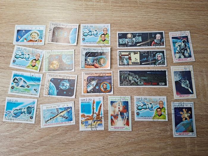 Laos Stamp Lot, cancelled, topic space - free standard postage