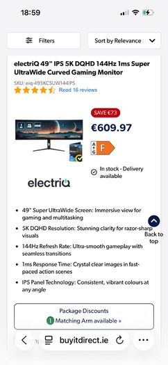 New in box electriQ 49 IPS 5K DQHD curved gaming monitor