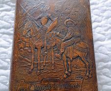 RARE Vintage Don Quixote Embossed Leather Cigar & Cigarette Humidor Box - Book Style
