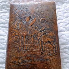 RARE Vintage Don Quixote Embossed Leather Cigar & Cigarette Humidor Box - Book Style