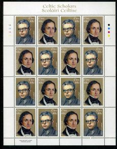 2006 Ireland Celtic Scholars (Johann Zeuss (Founder of Celtic Philology) & Mairtin O'Cadhain (Gaelic novelist)) Commemorative Stamp Sheetlet Plate 1A1A1A1A Mint Never Hinged (MNH)