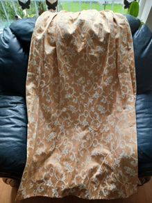 Gold and cream patterned curtains - pencil pleat