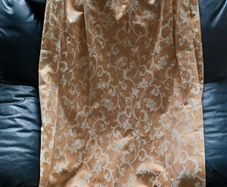 Gold and cream patterned curtains - pencil pleat
