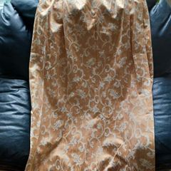 Gold and cream patterned curtains - pencil pleat