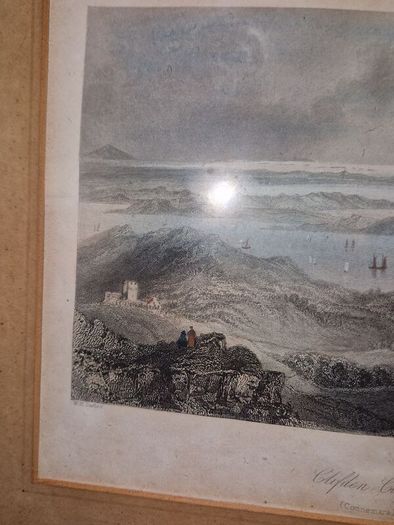 Antique engraving of Clifden Castle framed