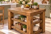 Handmade Rustic Solid Wood Kitchen Island - 900mm