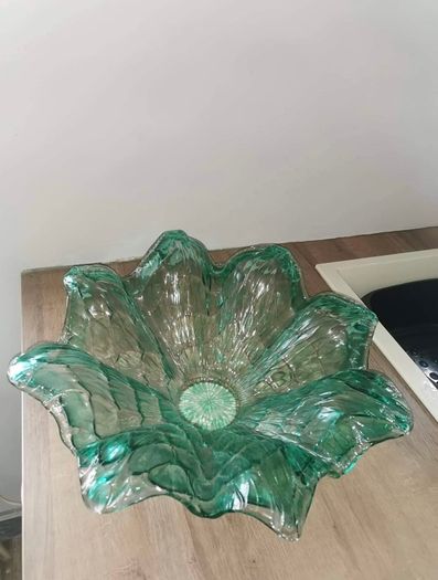 Murano Glass Green Vintage Fruit Bowl Perfect Condition