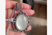 Lovely Long Necklace with a Moon Stone Pendant