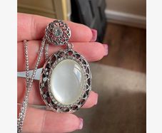 Lovely Long Necklace with a Moon Stone Pendant