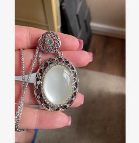 Lovely Long Necklace with a Moon Stone Pendant