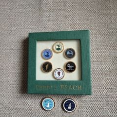 Lovely boxed golf ball markers from Pebble Beach and Rosslare golf clubs