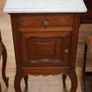 Pair of Antique Oak Marble Top Bedside Cabinets Image 3